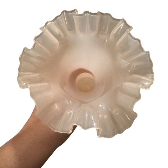 Fenton Glass Pink Rose Overlay Vase Ruffle Edge Vintage 1940s 8.5" - Picture 6 of 8